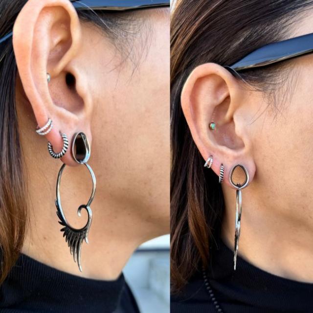 ボディピアス 14G フェザー 羽根ピアス フープピアス 大振 フック