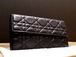 極美品◆ChristianDior ディオール レディディオール カナ－ジュ レザー 長財布 黒