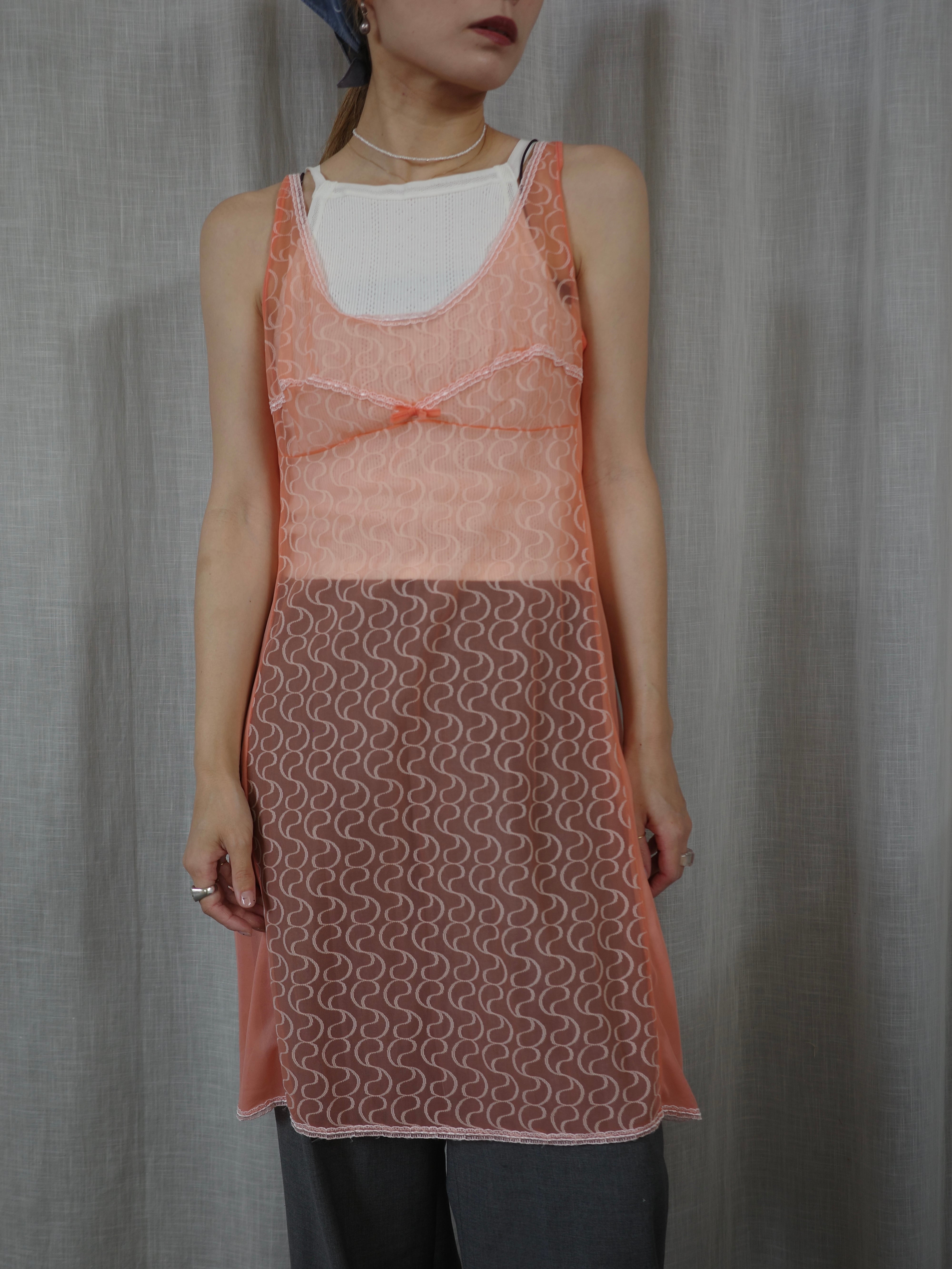 〈vintage〉coral sheer lingerie