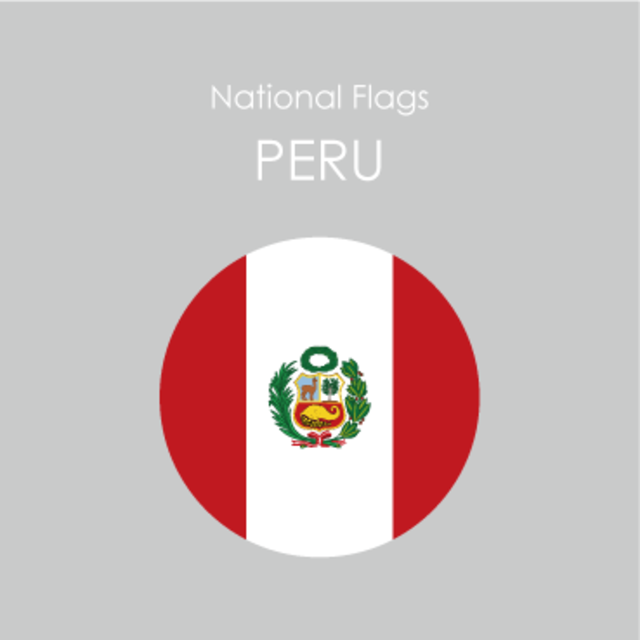 円形国旗ステッカー「ペルー」