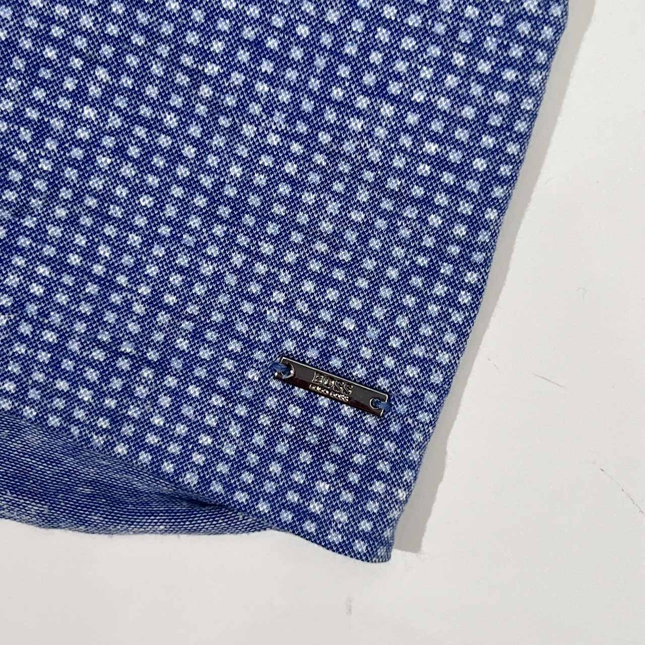 リネン混 BOSS ボス SLIM FIT 半袖 ポロシャツ S/ブルー系 メンズ