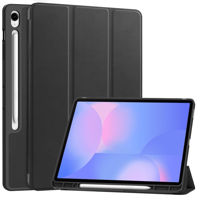 For Galaxy Tab S10 FE+ ケース Samsung Galaxy Tab S10 FE Plus/S10 FE+ カバー 13.1インチ【TCZM】タブレットケース TPUケース 柔らかいシリコン オートスリープ機能 ペンホルダー付き スタンド機能 三つ折り マグネット式 衝撃吸収 軽量 薄型 (ブラック, Galaxy Tab S10 FE+)