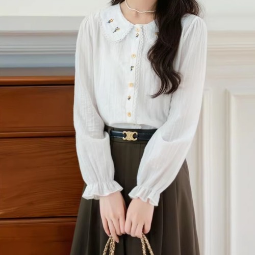 フラワー刺繍カラードビーブラウス ・10392