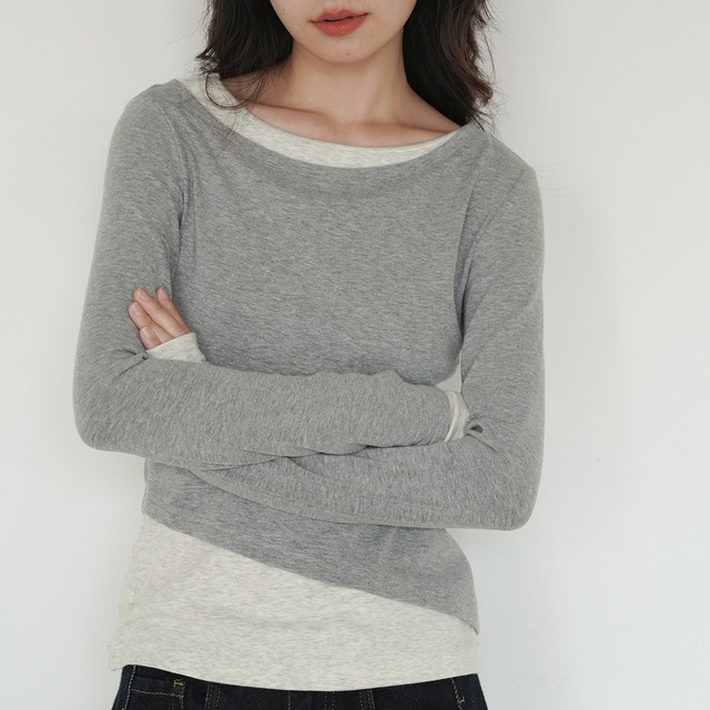 layered slim cutsew　j-0093