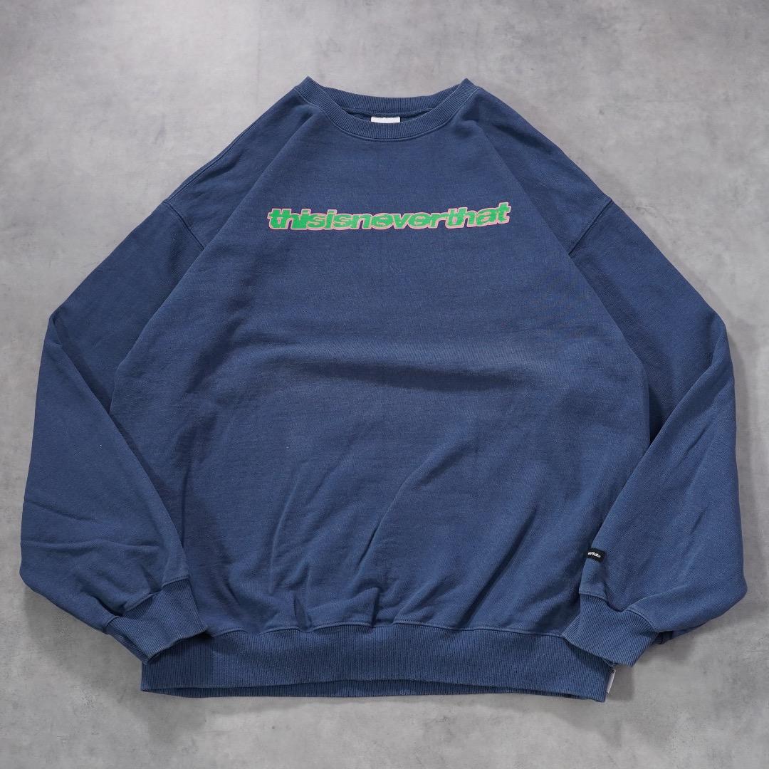 ディスイズネバーザット スウェット 古着 ロゴ プリント L 青 17904