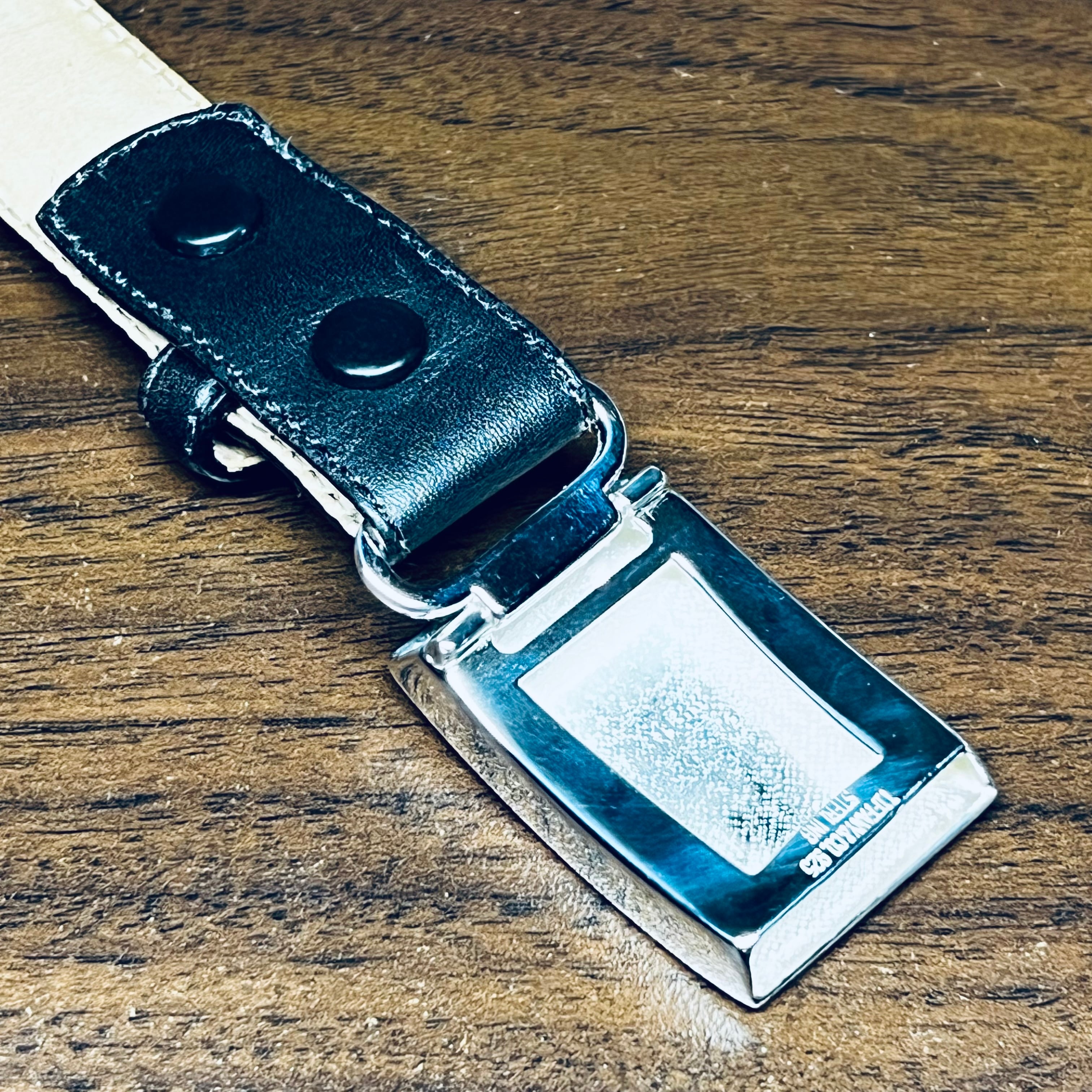 VINTAGE TIFFANY & CO. Engine Turned Stripe Slide Buckle Sterling Silver /  Black Calf Leather Belt 36” | ヴィンテージ ティファニー エンジンターン ストライプ スライド バックル スターリング  ...