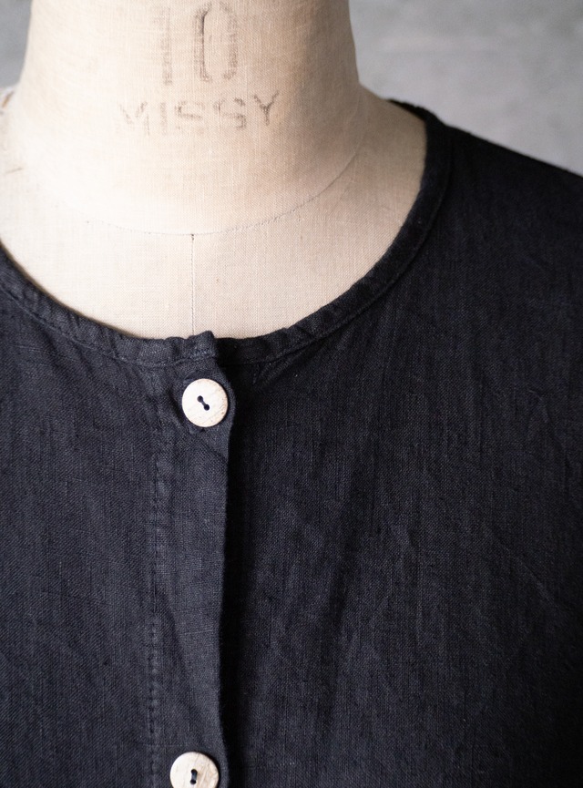 "RUSS BERENS" 1990s Linen no-collor shirt jacket