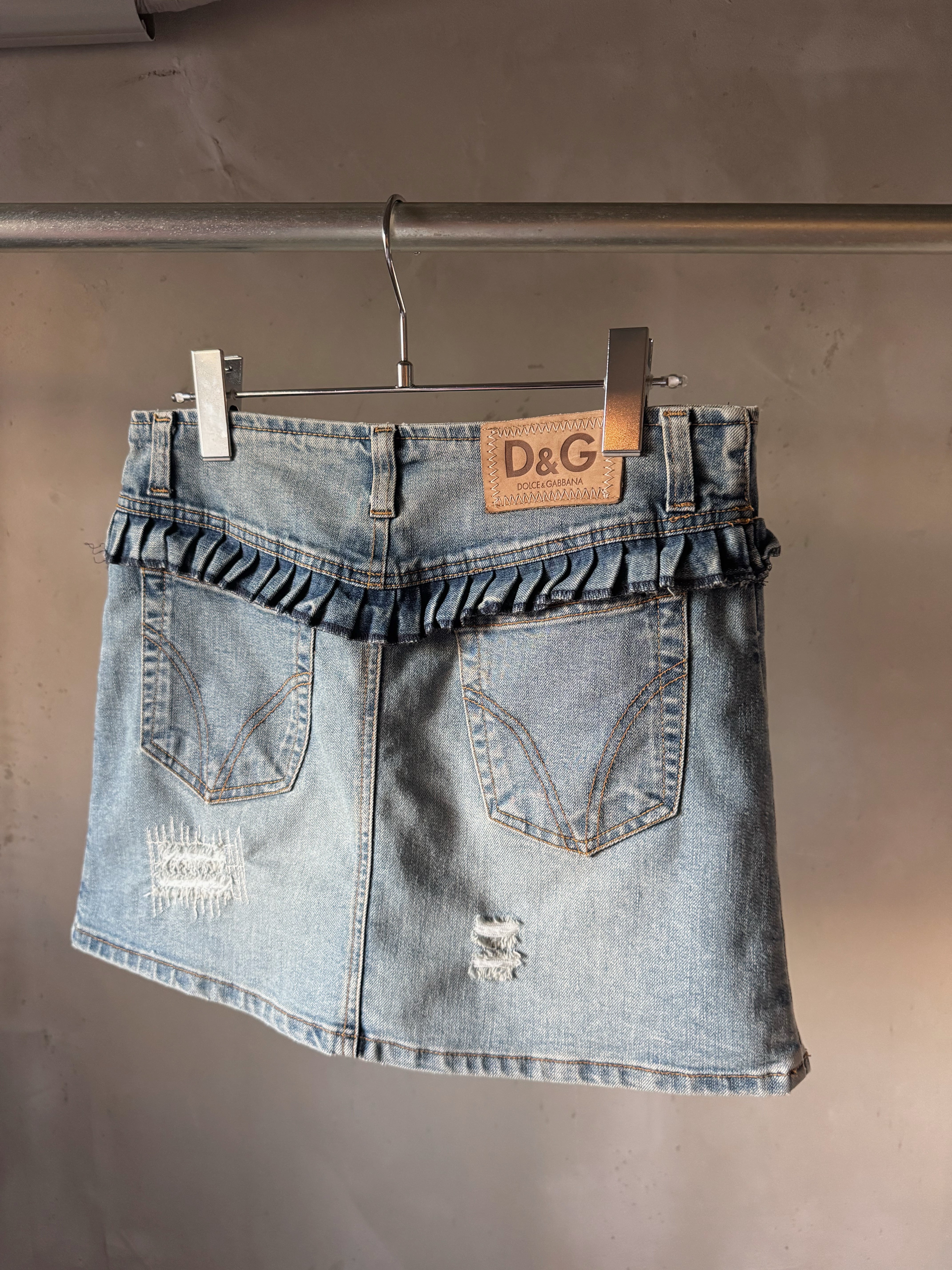 Dolce & Gabbana frill denim skirt