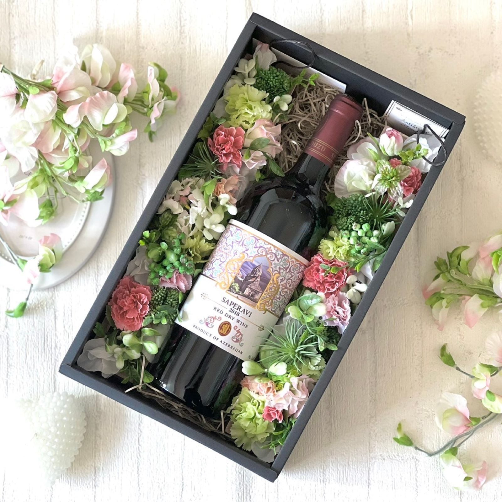 選べる！ワイン&アーティフィシャルフラワーボックス | 日本酒・地酒