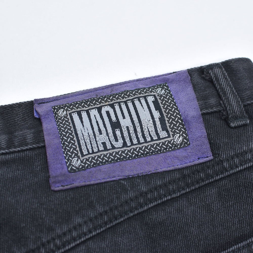 80～90s MACHINE パッチワークレザー 切替デザイン ブラックデニム