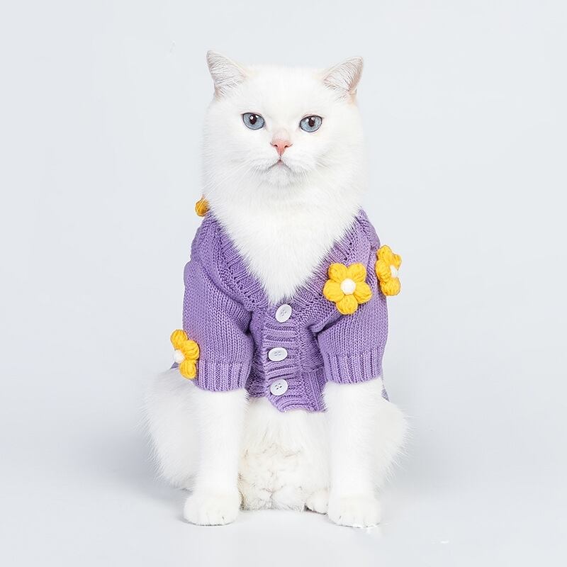 秋冬 犬服 ドッグウェア ペット服 小型犬用服 紫のセーター 中型犬用服