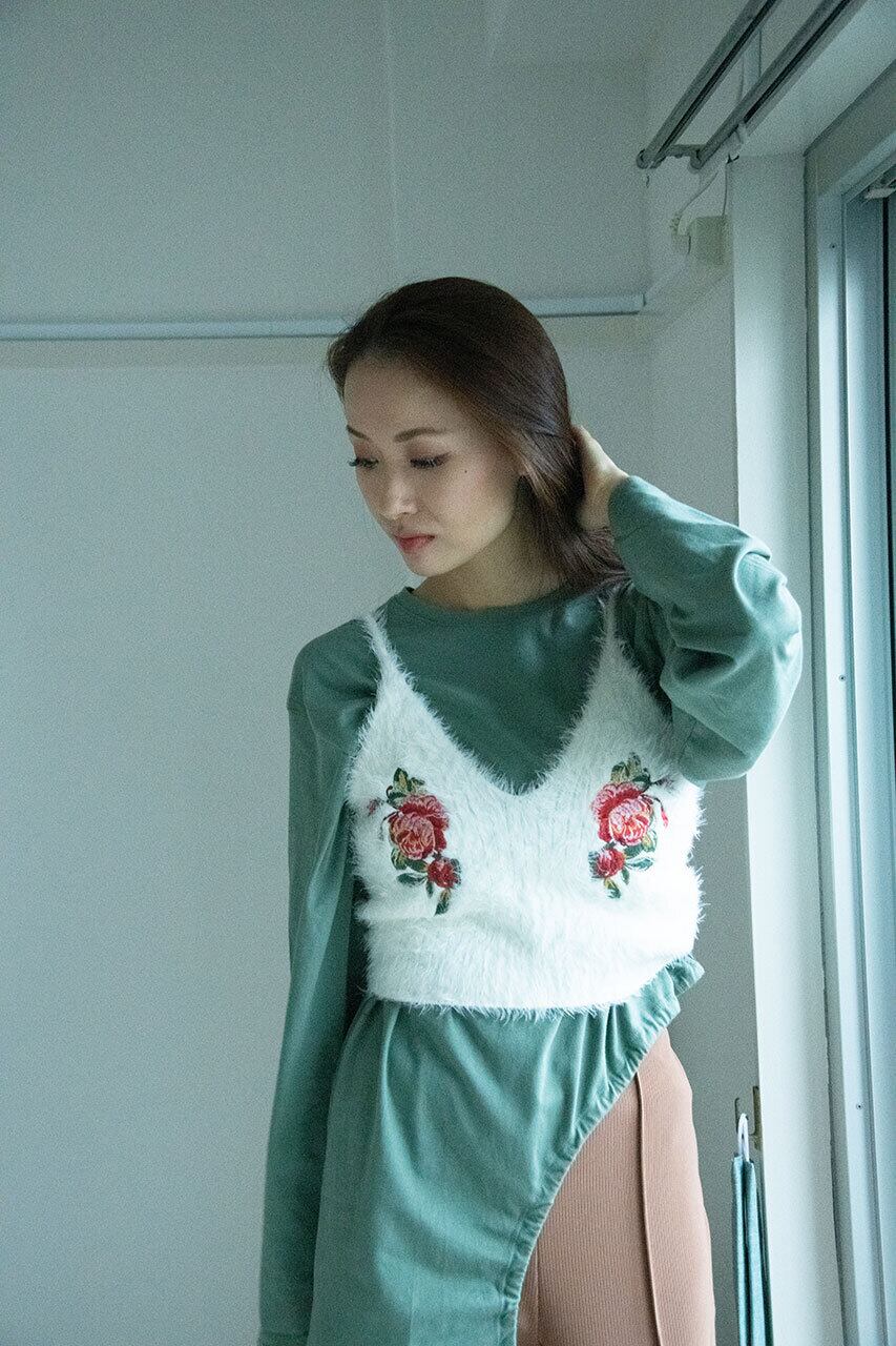 フェザーファー刺繍ビスチェ_OFW