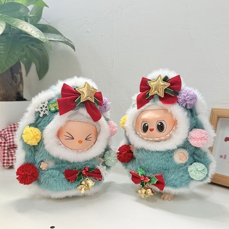 【新色登場】まんまる 可愛い♡ Labubu ブルークリスマスツリー コスチューム 全世代 対応 1st 2nd 3rd ラブブ 用 まんまる フォルム 15cm 17cm コンプリート ラブブ