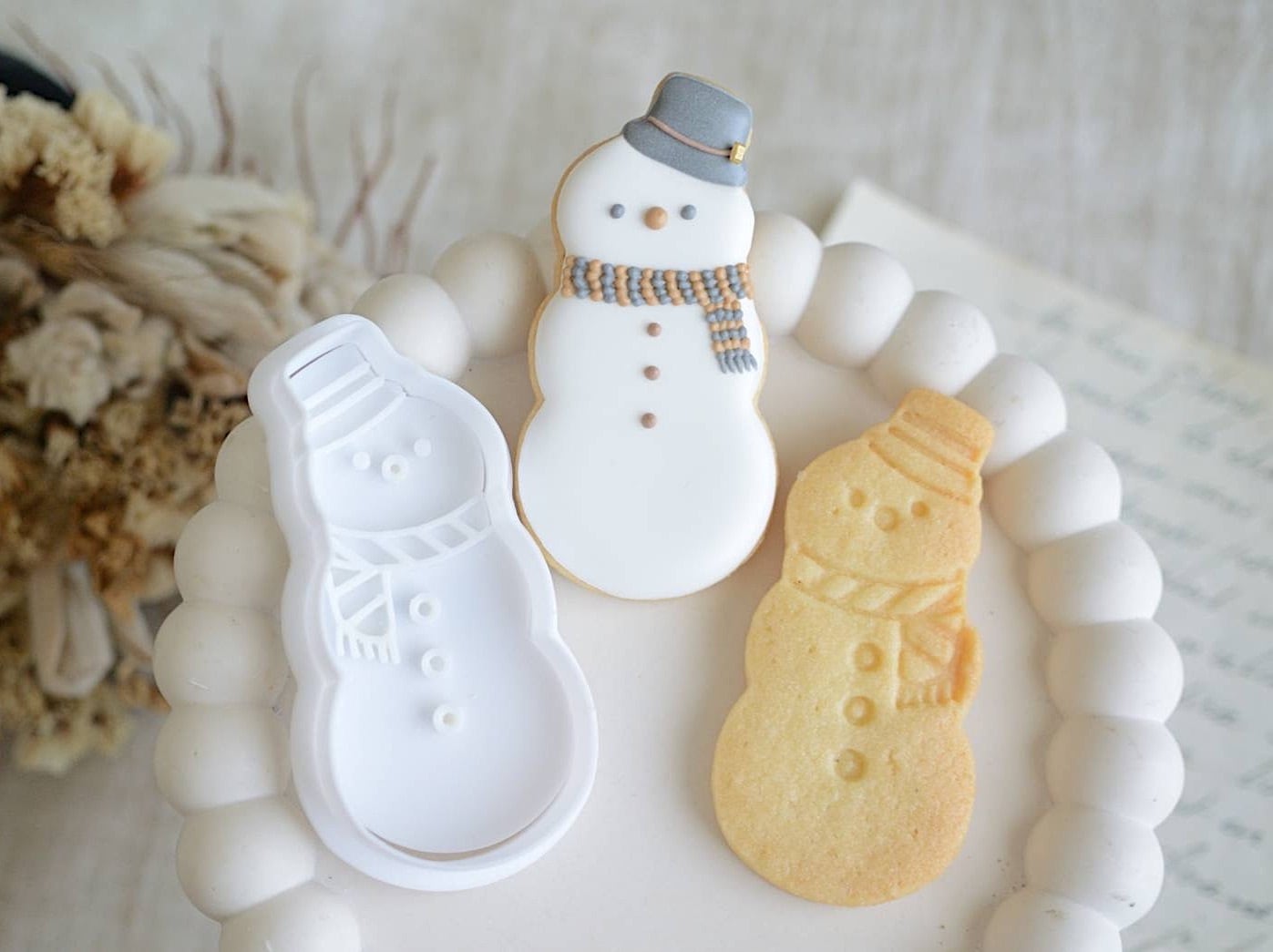 uc-75　雪だるまの写真＆ホワイトフレーム 3段雪だるま【クッキーカッター cookie cutter】 | mgodis