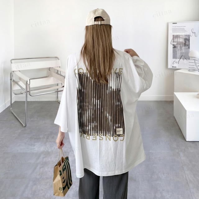【即納】Y-4908　2026春新作♡CONSERVEバックプリント半袖Tシャツ　ホワイト　0422