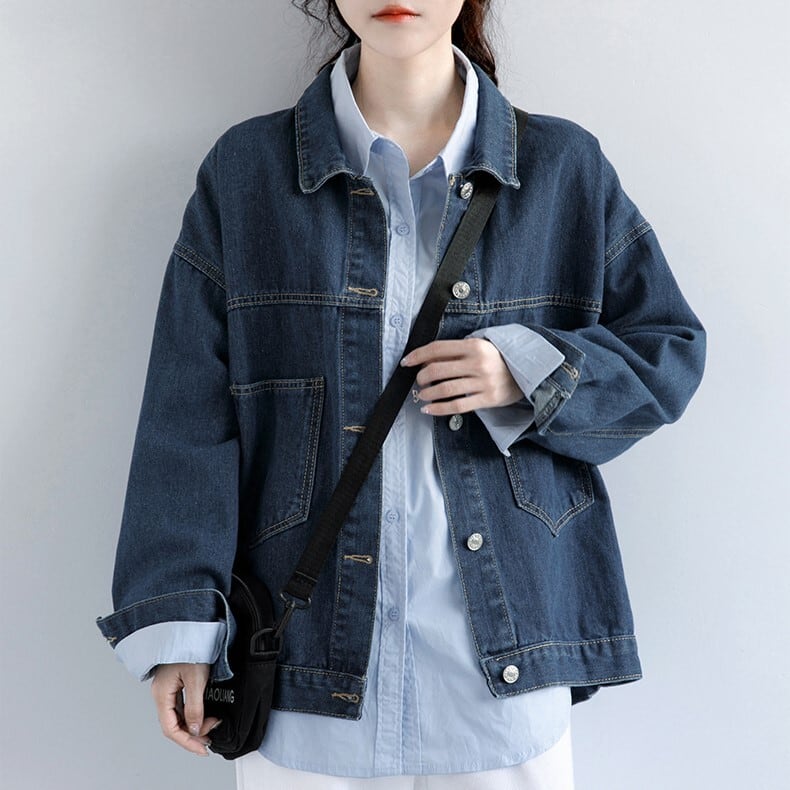 デニムジャケット レディース トップス アウター ジャケット 羽織り ライトアウター S M L XL デニム ブルー 青 ライトブルー ドロップショルダー レース フラワー ドッキング 切り替え 異素材MIX ダメージ 春 夏 長袖 襟付き ストレート ゆったり ゆる オーバーサイズ ママ デニムジャケット レディース トップス アウター ジャケット 羽織り
