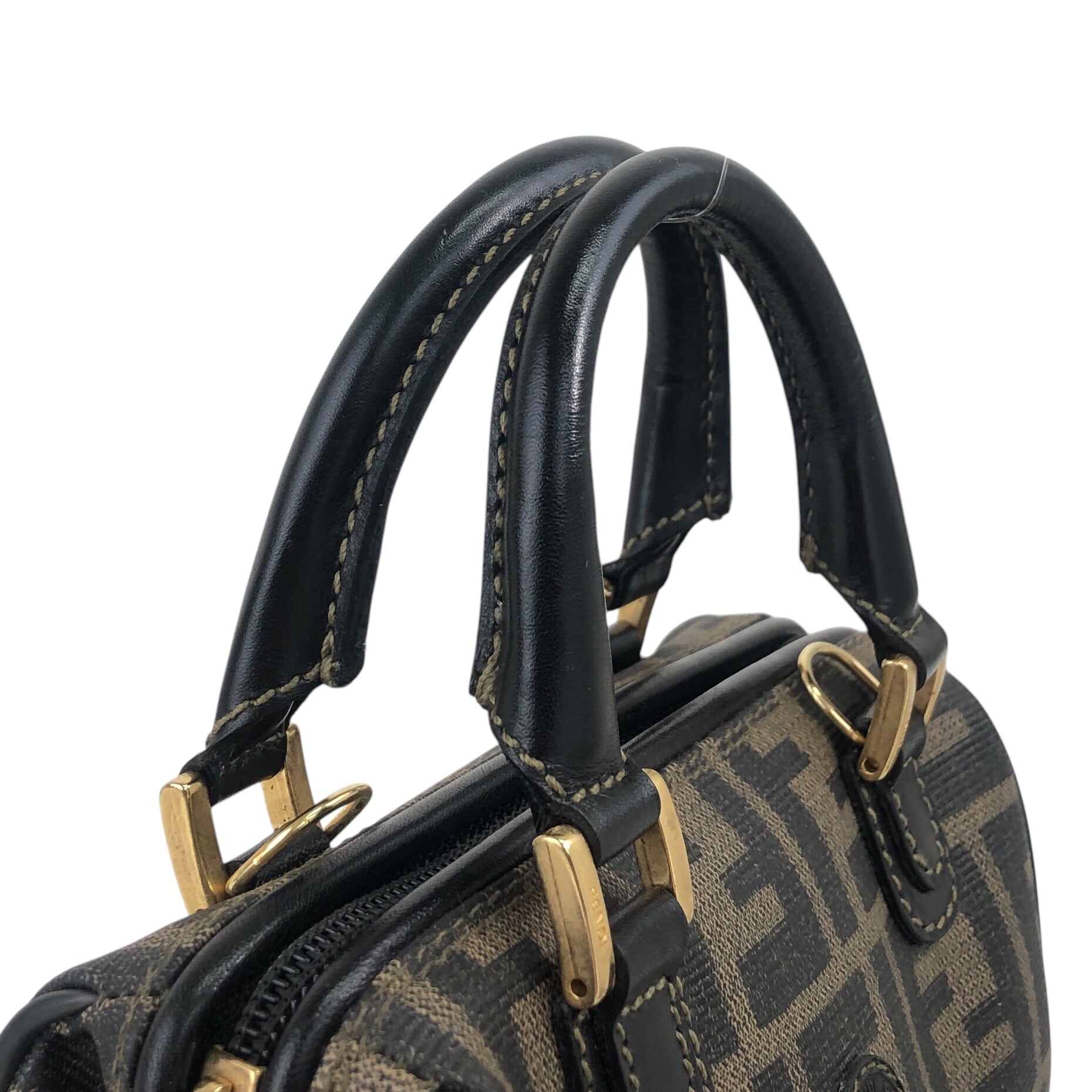 FENDI フェンディ ズッカ ショルダーバッグ ブラウン PVC レザー 2way