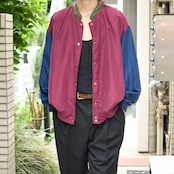snap button type switching design silk blouson
