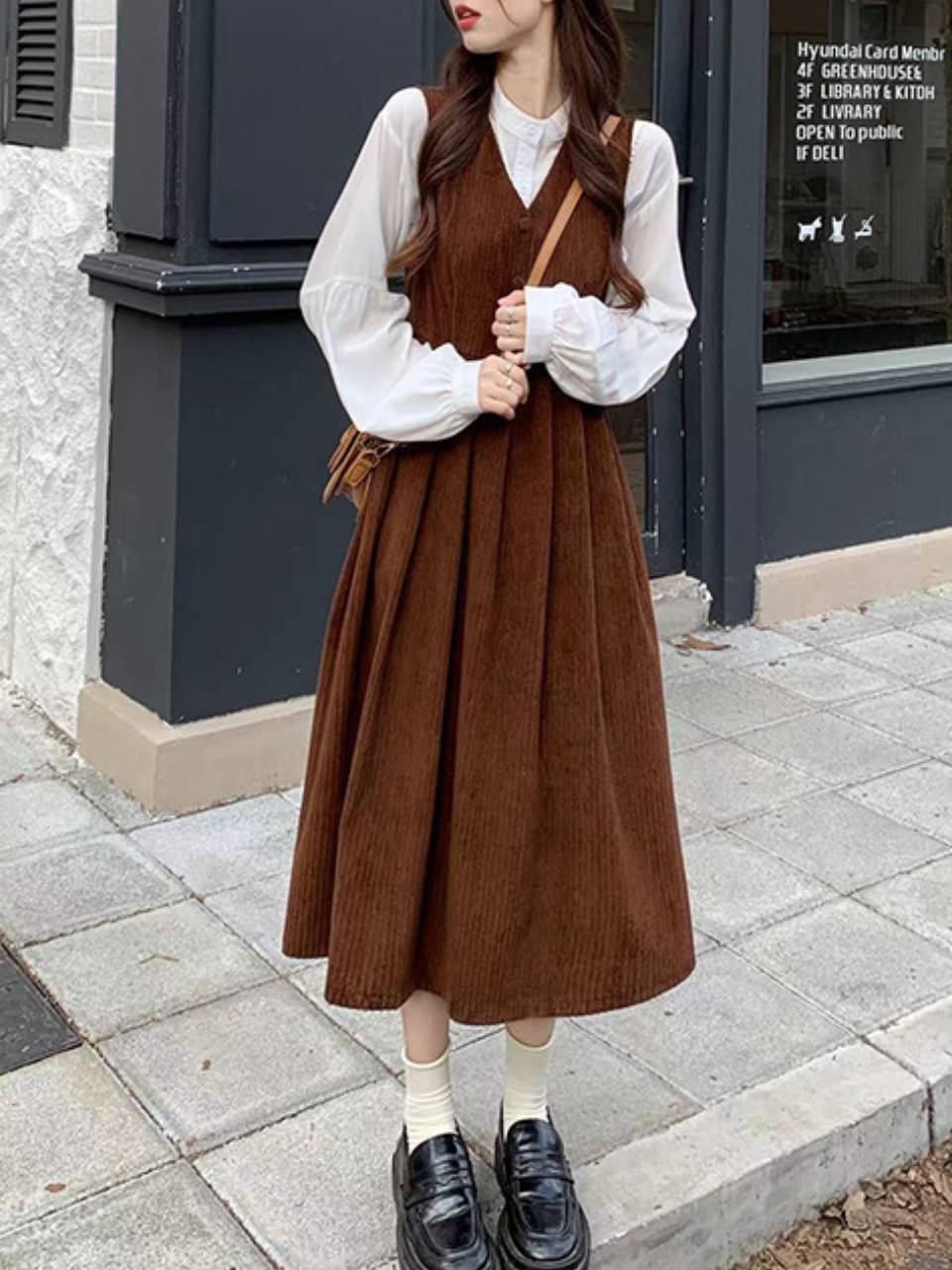 秋冬ドレスサスペンダーロングスカート カレッジスタイルスーツ  