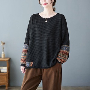 PANEL RELAXED ROUND NECK KNIT SWEATER M-18618