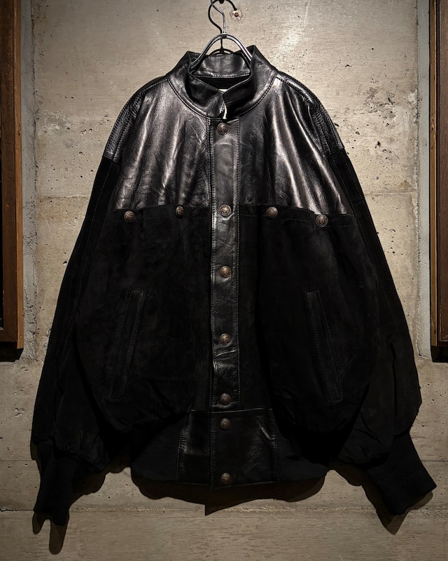 【Caka】80's “Gérard Babin” Switching Design Vintage Dolman Sleeve Leather Jacket