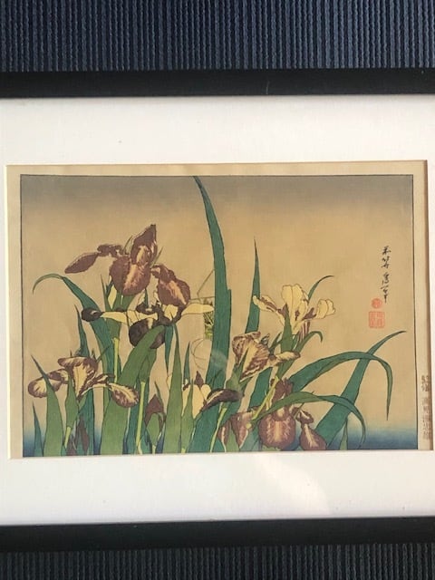 葛飾北斎 あやめときりぎりす 浮世絵木版画 アダチ版画