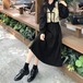【2点セット】3色/フラワーベスト+ハーフボタンコーデュロイシャツワンピ ・79133