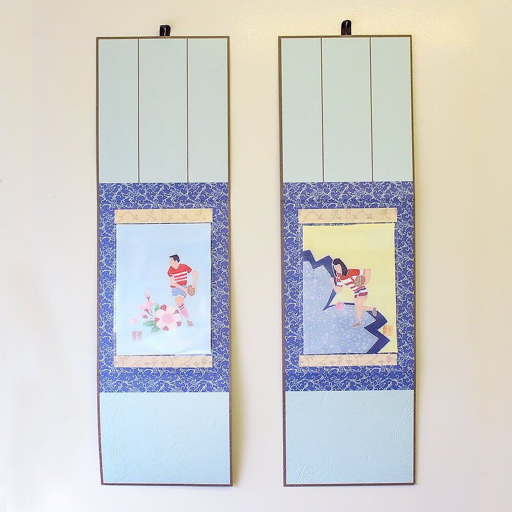 熊谷染ラグビー掛け軸たとう