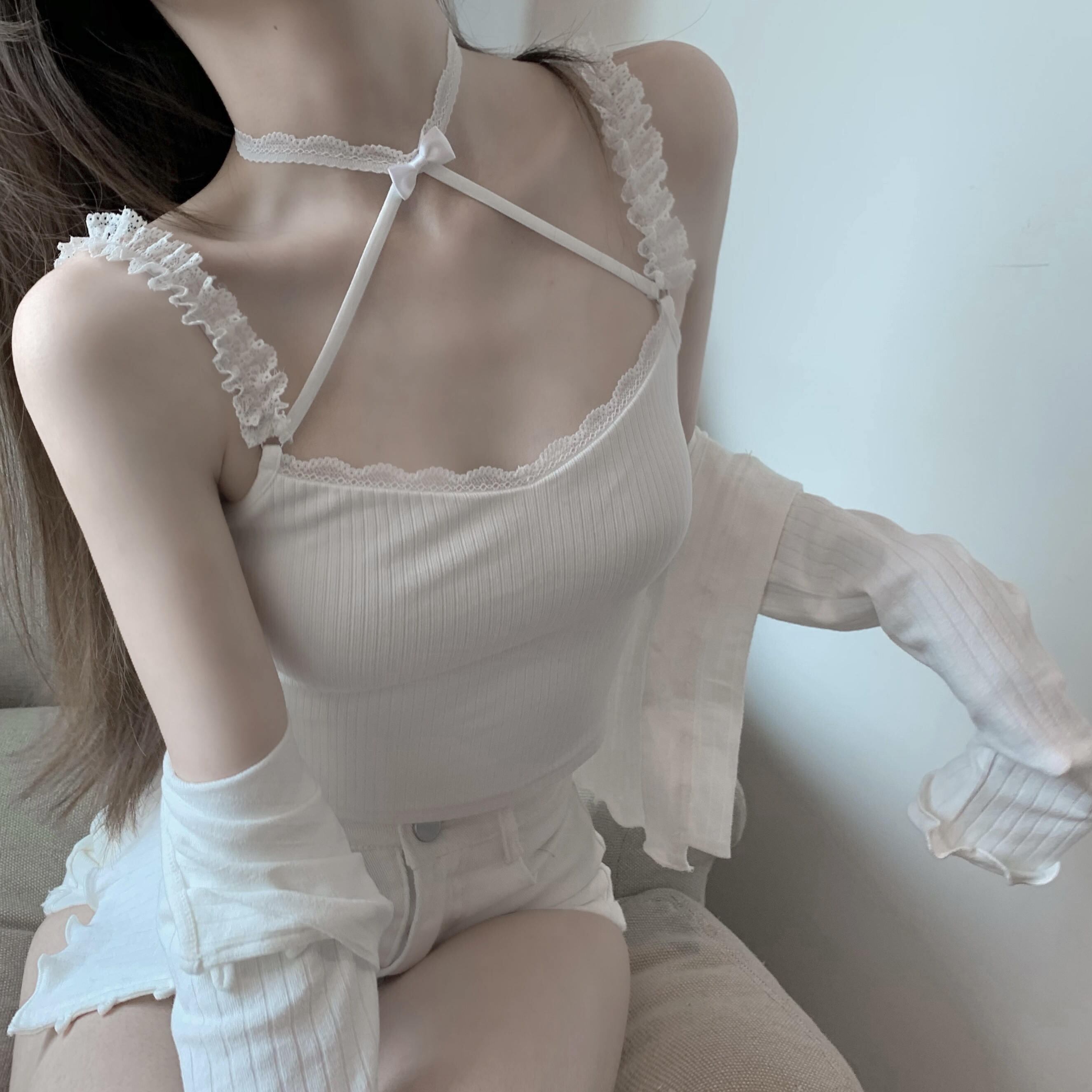 サマースタイルレースホルターリボンレッドトップス レディース 大人ガーリー スウィート キュート カジュアル 夏物 ドラファッションホール49060623044