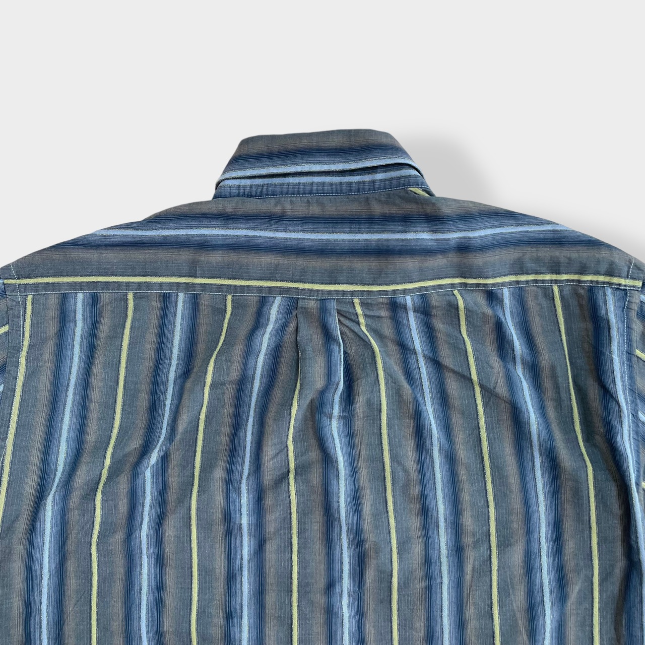 【newman】ストライプシャツ マルチカラー マルチストライプ 長袖シャツ カジュアルシャツ ポリシャツ XL相当ビッグシルエット 古着