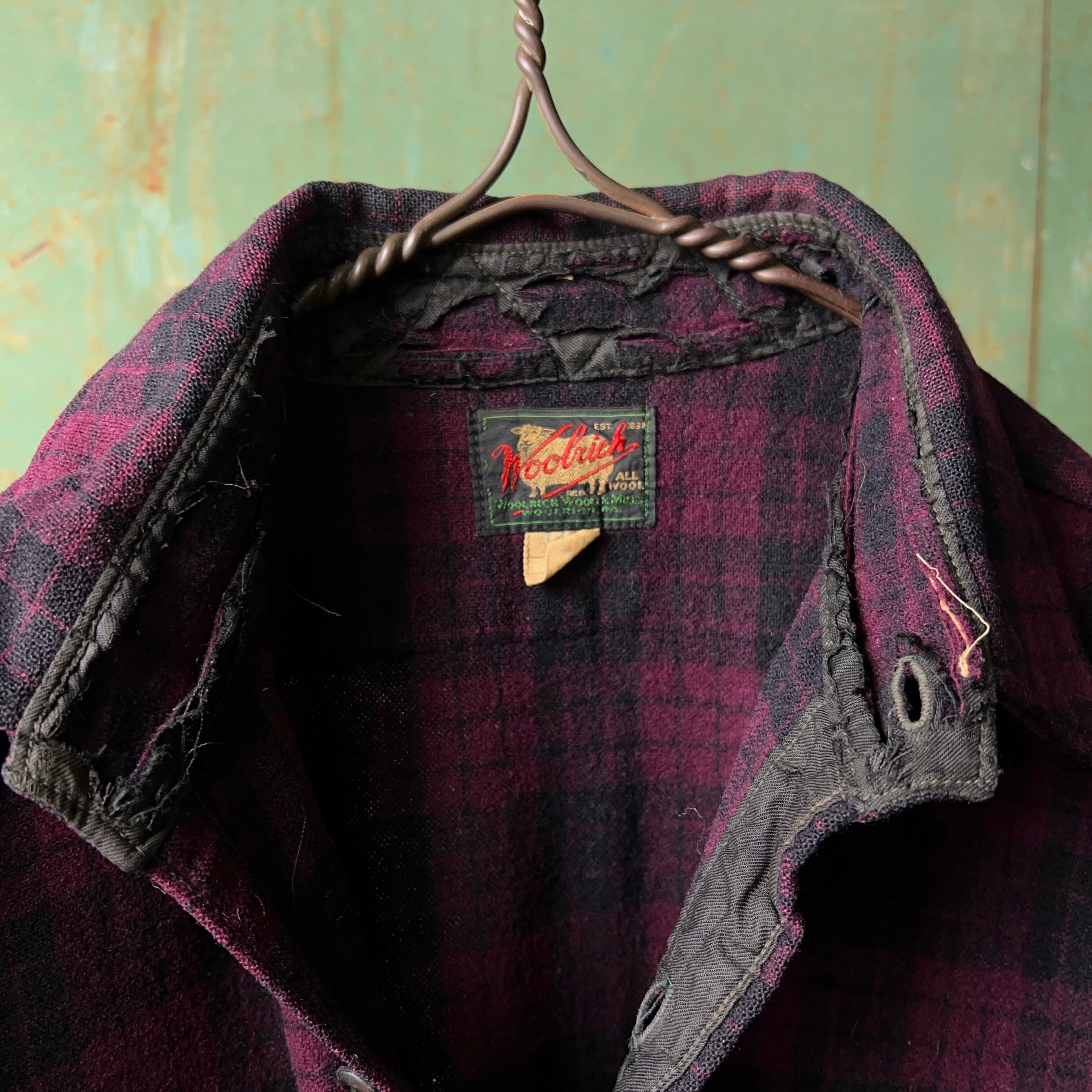 1940's Woolrich Plaid Wool Shirt 40年代 ウールリッチ チェック柄