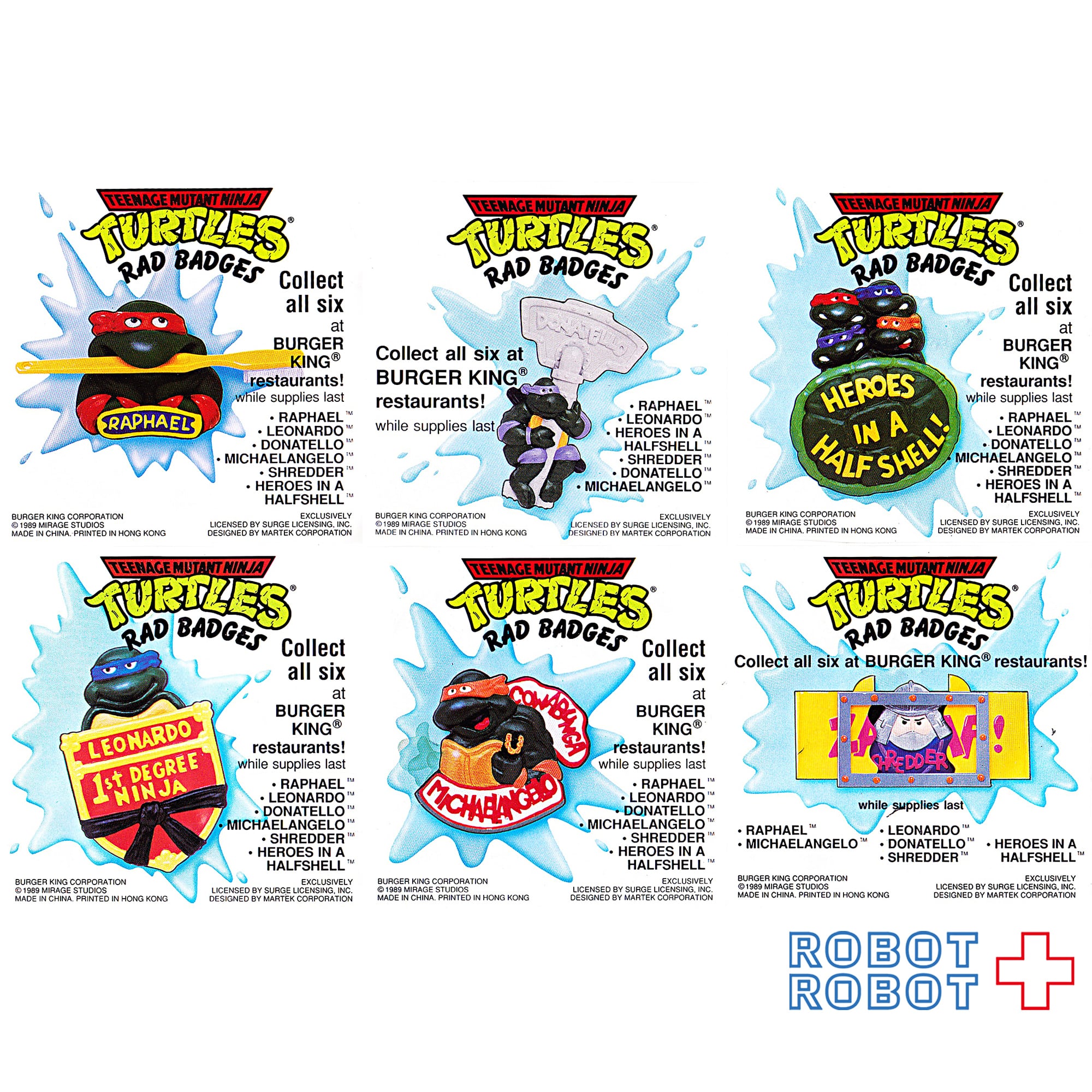 バーガーキング タートルズ ラッドバッジ TMNT 全6種セット | ROBOTROBOT