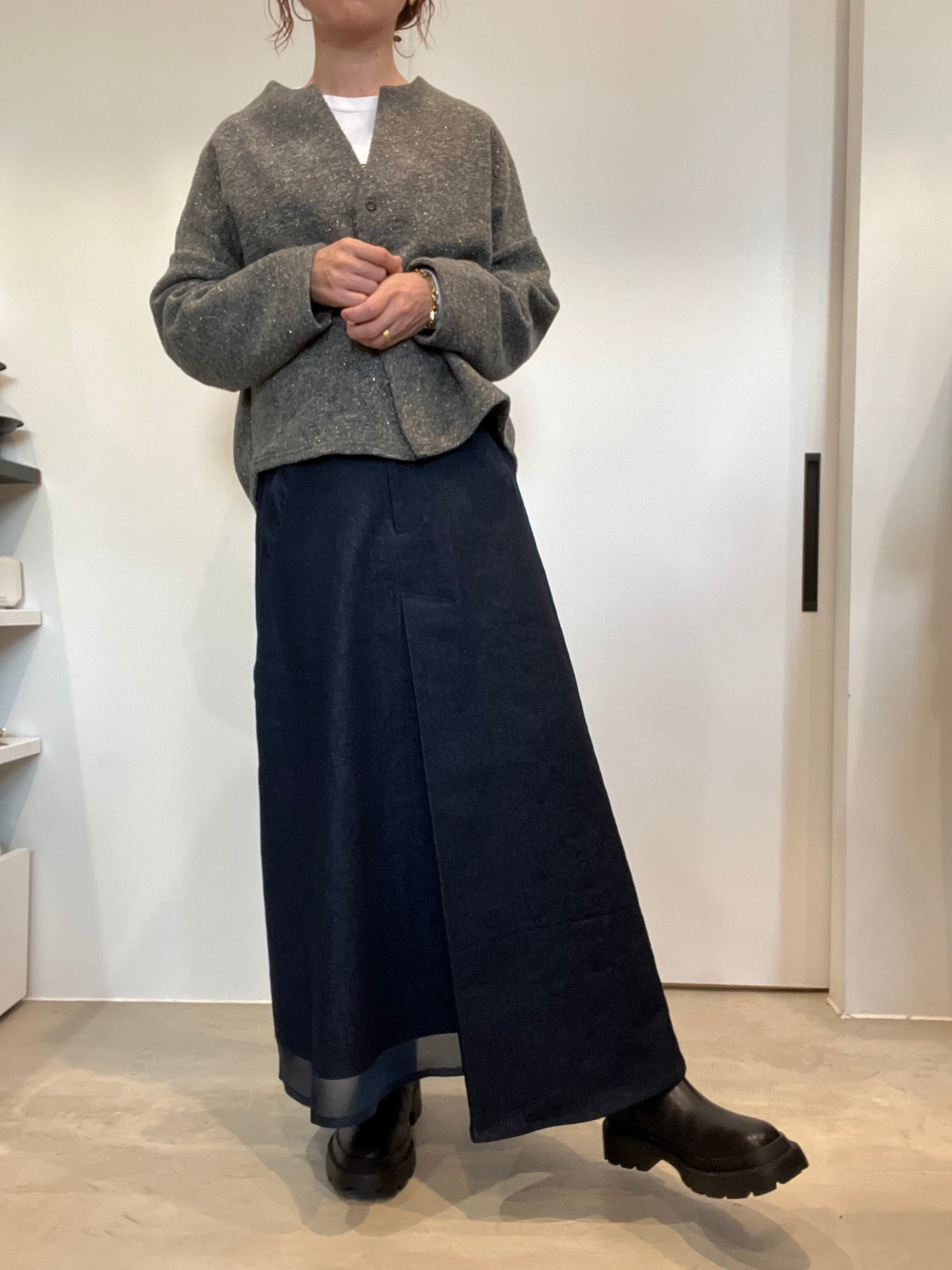 【SELECT】オーガンジー切替ストレッチタックスカート