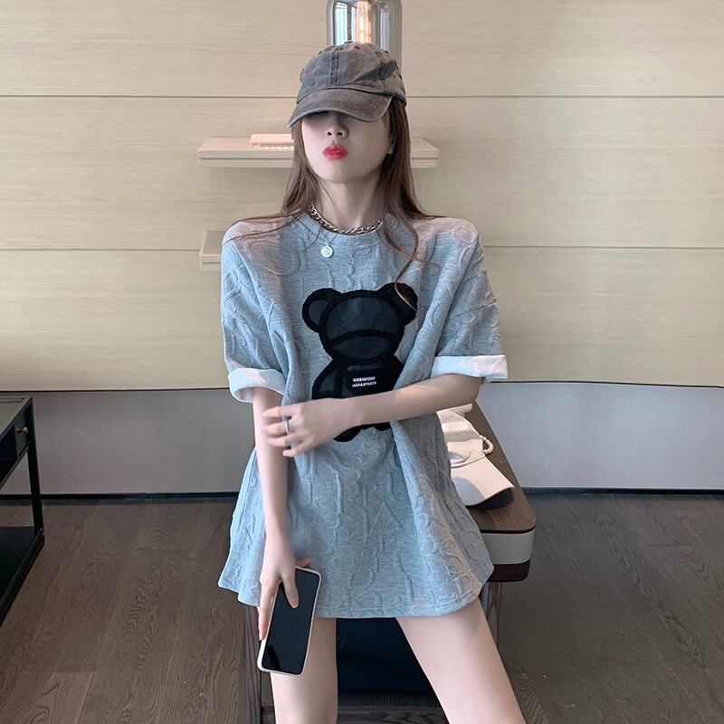 Tシャツ シャツ ルーズスプリンググレートップス 春物 ブラックストロベリース1723522250