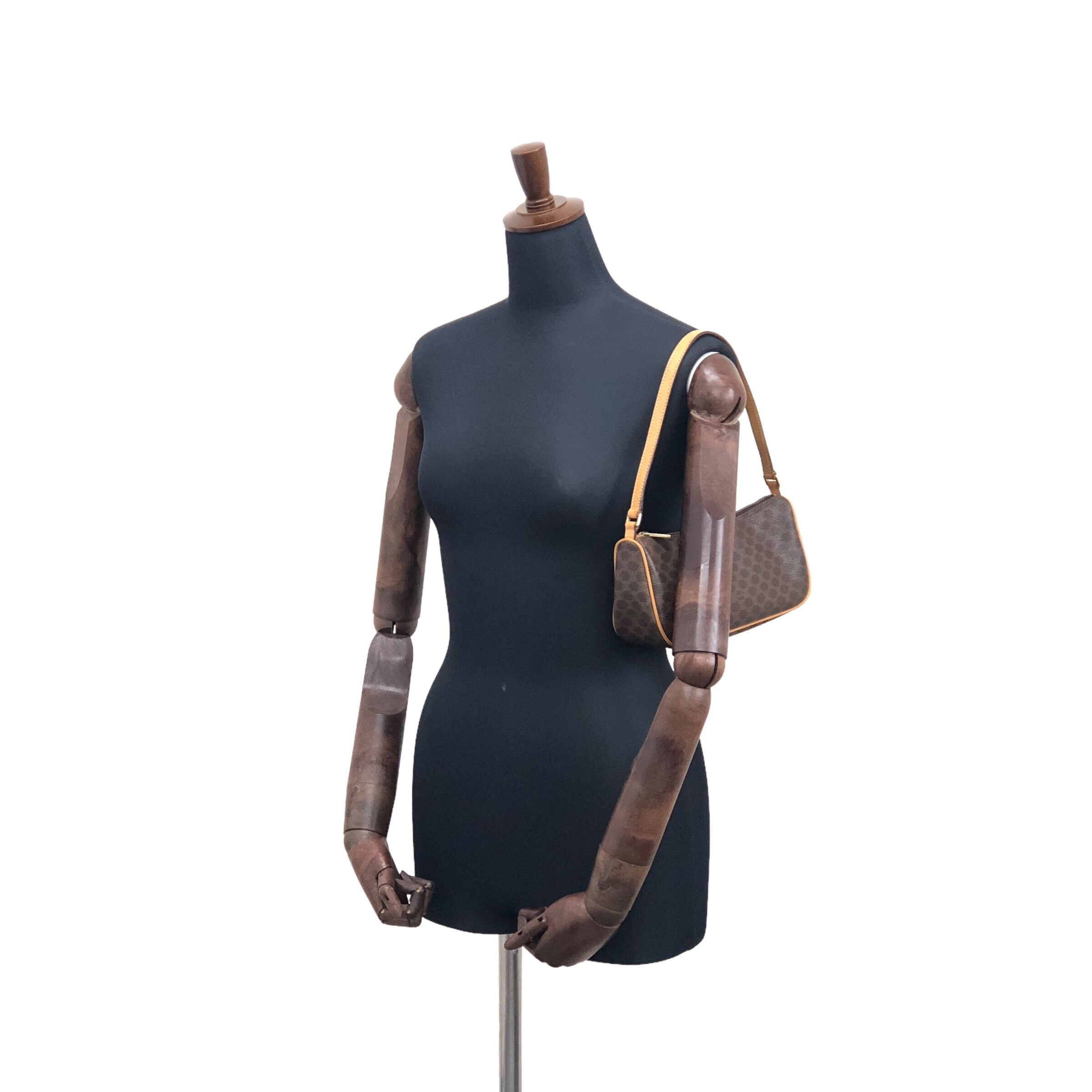 CELINE セリーヌ ワンショルダーバッグ ホーボー ミニハンドバッグ アクセサリーポーチ マカダム柄 ベージュ 美品 中古 4b005336 CELINE セリーヌ ワンショルダーバッグ ホーボー ミニハンドバッグ