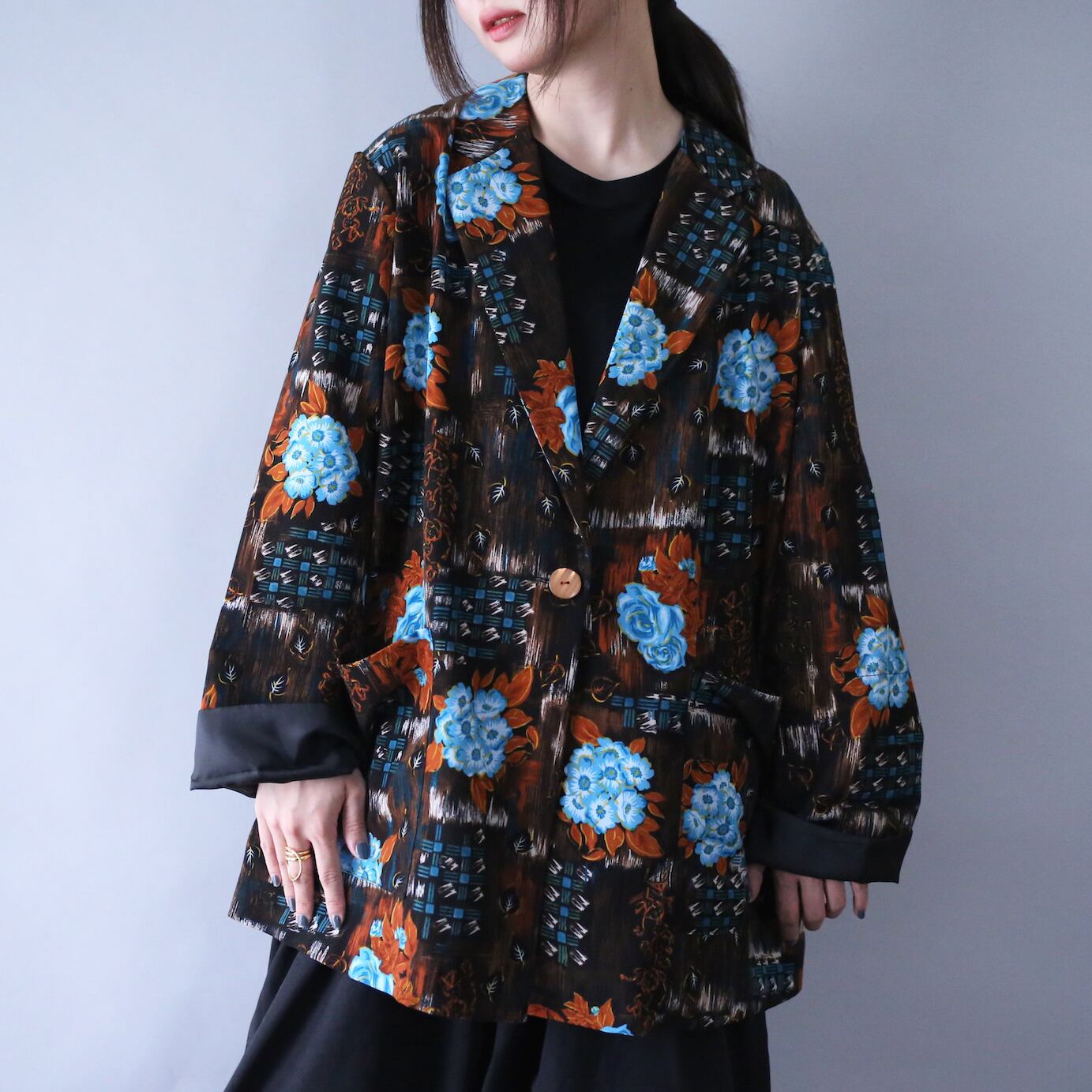 beautiful flower art pattern over silhouette easy tailored jacket