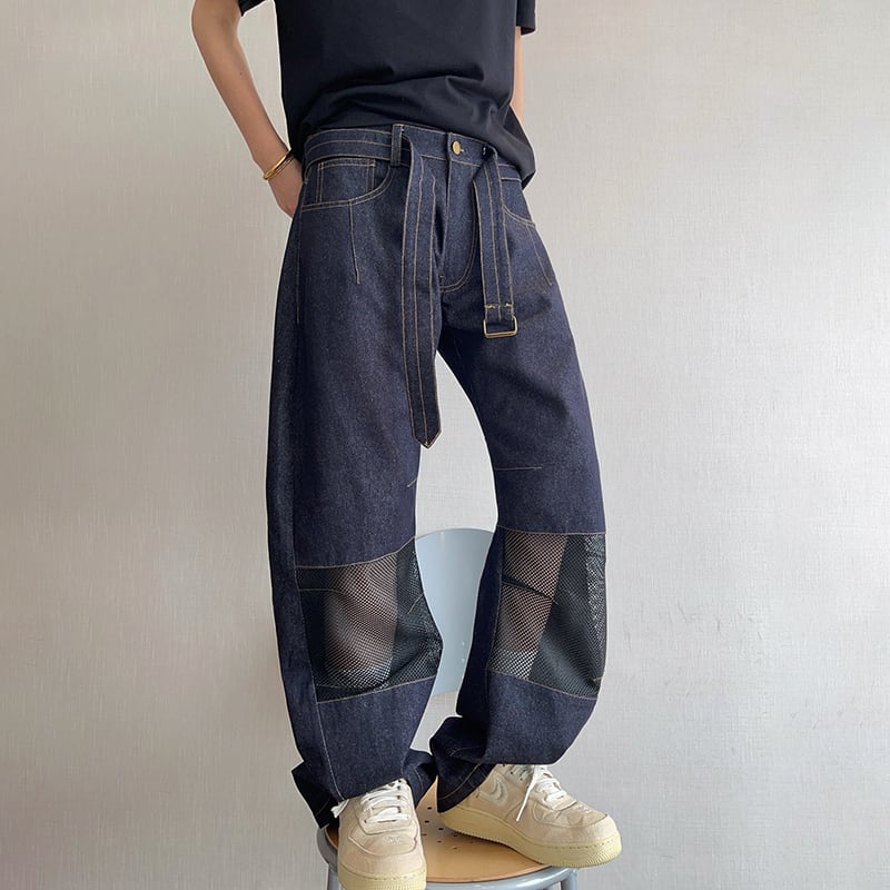 dannyandzeeメッシュ切り替えデニムパンツ