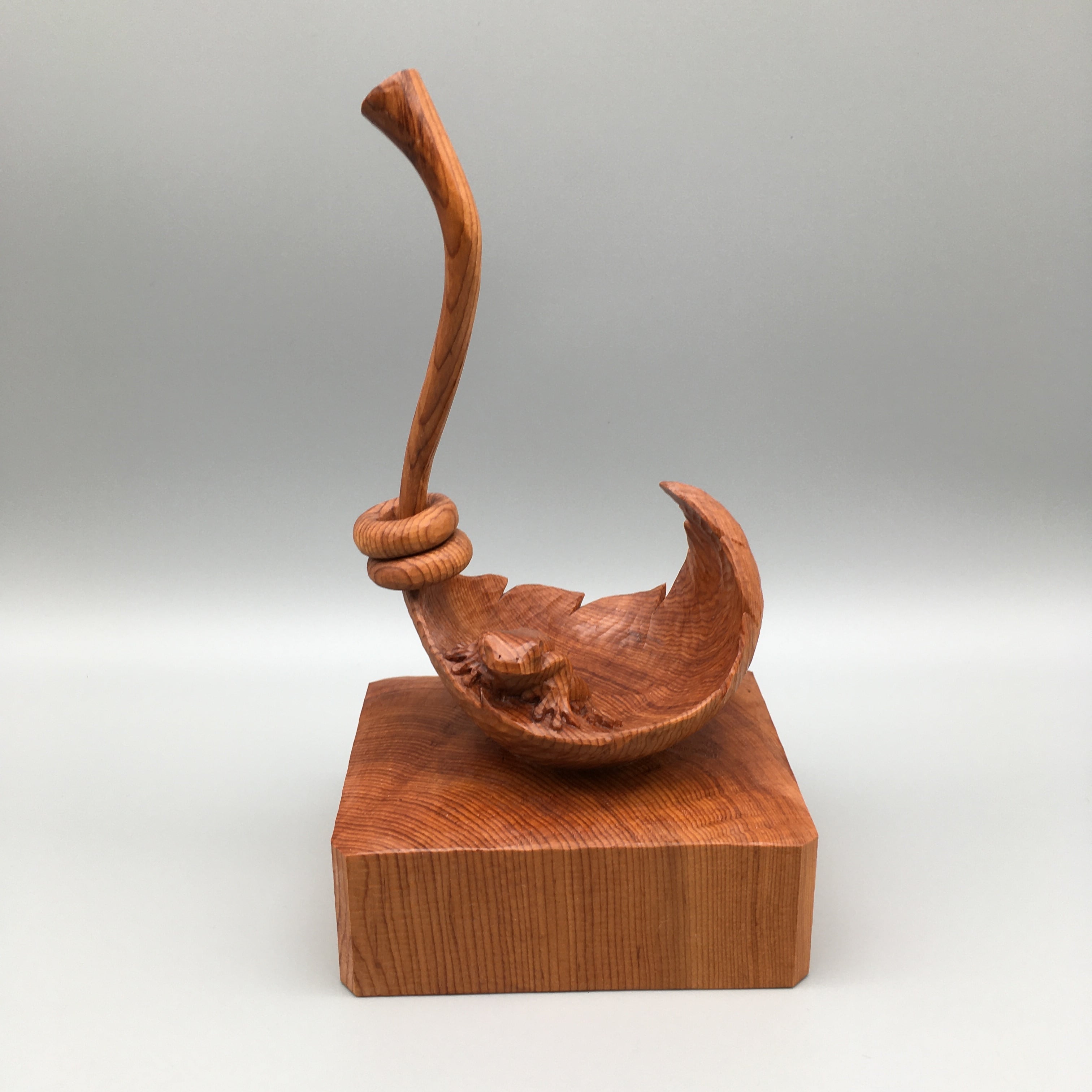 一刀彫　木製 笑顔の面　エクボが可愛い 一刀彫木製 笑顔の面エクボが可愛い