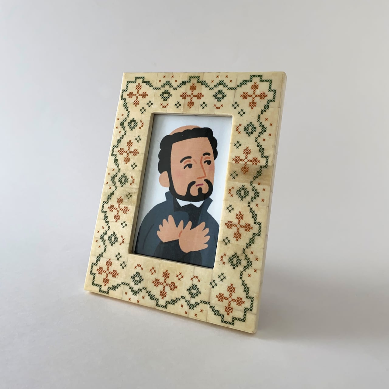 刺繍模様のフォトフレーム クロスステッチ柄｜Embroidery Design Photo
