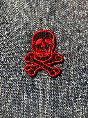 ガイコツ スカル ワッペン アイロンパッチ アップリケ FD0310