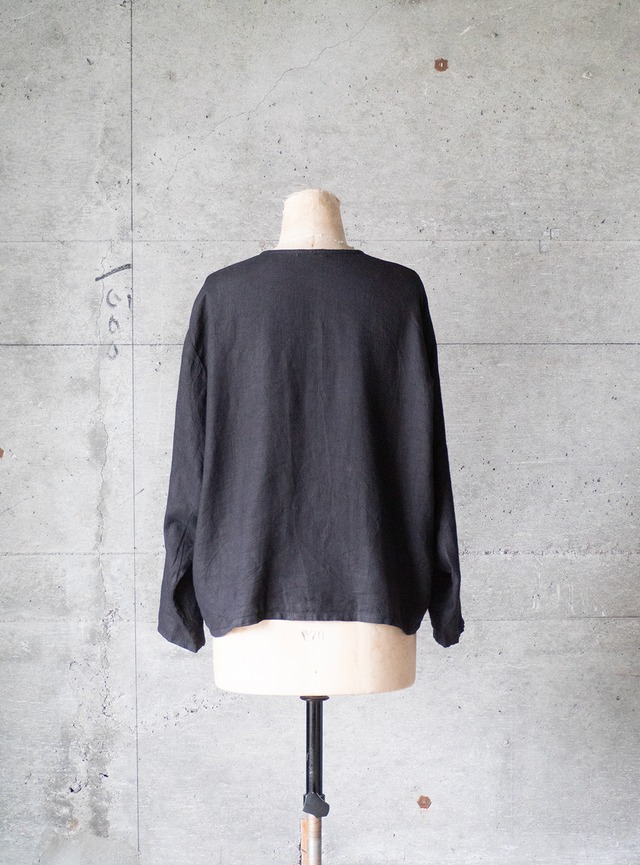 "RUSS BERENS" 1990s Linen no-collor shirt jacket