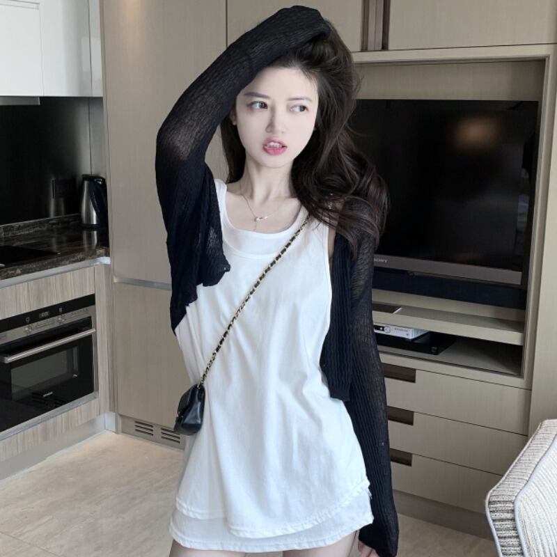 サマーカジュアルカーディガンシャツ レディース ロング 夏物 YY-ファッション56652353093