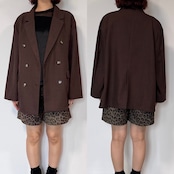 麻タッチダブルブレストJK/ダークブラウン