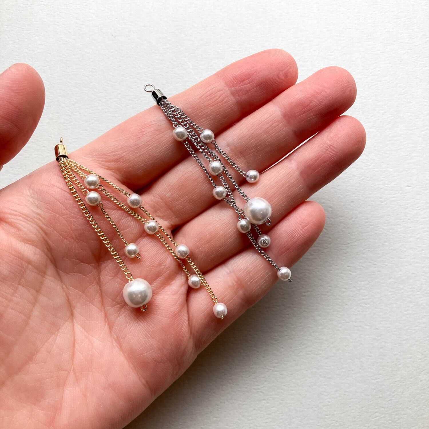 パール付きチェーンタッセル | Dua-アクセサリーパーツショップ