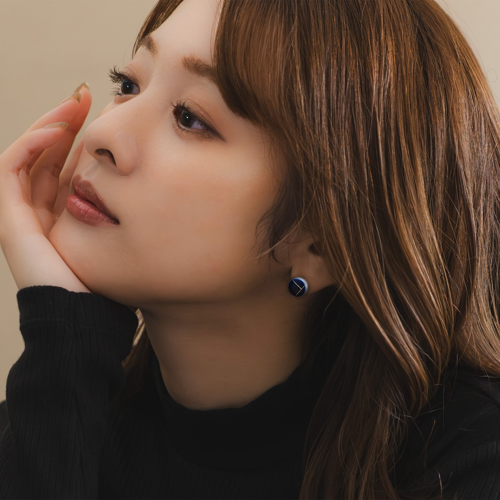 美濃焼陶器×彫刻【carve】モダン【10mm】ピアス / イヤリング|花色