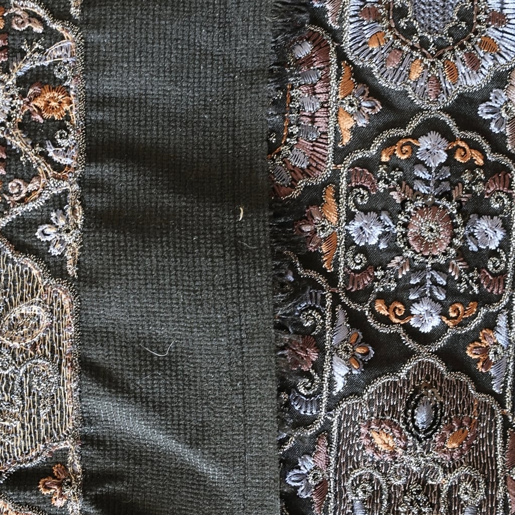 インド刺繍生地 フェアリードリーム ブルーブラック 7146 | インド刺繍