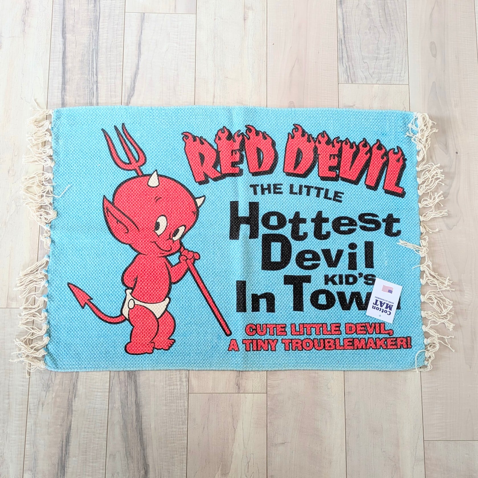 【 Hot Stuff the Little Devil ( ホットスタッフザリトルデビル ) 】 『Hottest Devil KID'S In Town』COTTON MAT /  コットンマット/ Floor Mat / フロアマット〚アメリカン雑貨 アメトイ〛
