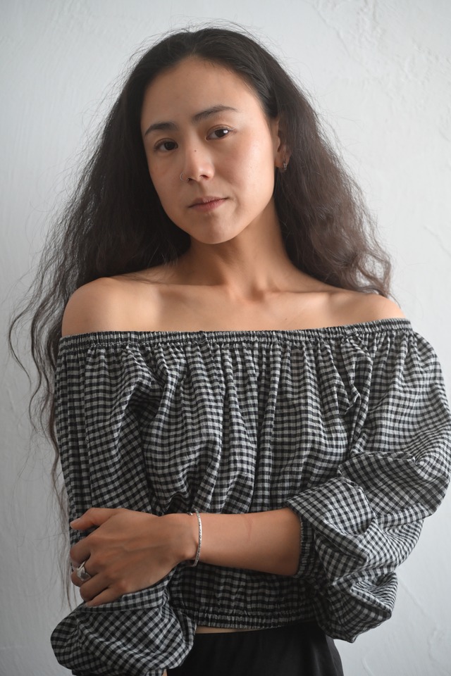 Handloom Cotton Check Off-Shoulder Top
