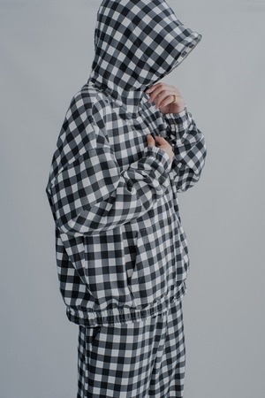 【TSTS】GINGHAM PRINT ZIP UP HOODIE