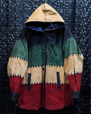 【ÆIEM】"New York Classics"vintage Patchwork "tsugihagi"detail Leather Hoodie